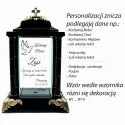 Personalizowany Znicz szklany latarnia czarny z krzyżem i złotymi detalami