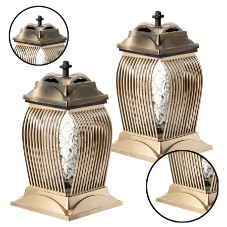 Zestaw 2 eleganckich ażurowy zniczy ozdobnych kapliczki na cmentarz grób