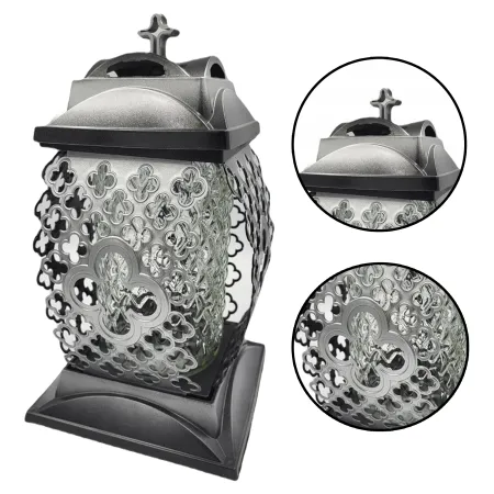 Elegancki ażurowy srebrny znicz ozdobny kapliczki znicz na cmentarz grób