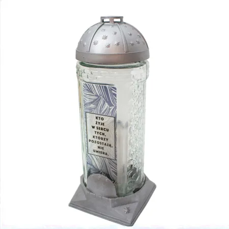 Elegancki srebrny Ozdobny znicz kapliczka z ozdobnym szkłem