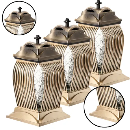 Zestaw 3 eleganckich ażurowy zniczy ozdobnych kapliczki na cmentarz grób