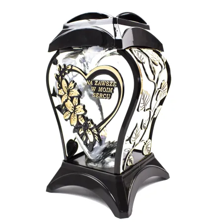 Elegancki ażurowy znicz ozdobny kapliczki znicz na cmentarz grób z napisem