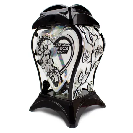 Elegancki ażurowy znicz ozdobny kapliczki znicz na cmentarz grób z napisem