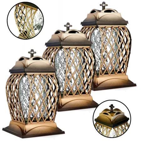 Zestaw 3 eleganckich ażurowy zniczy ozdobnych kapliczki na cmentarz grób