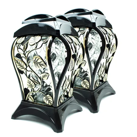 Zestaw 2 eleganckich czarnych zniczy ozdobnych kapliczki na cmentarz grób