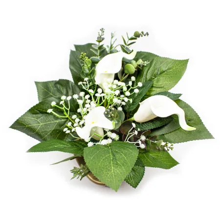 Stroik wiązanka  na cmentarz grób kompozycja Kalia  z kwiatów sztucznych