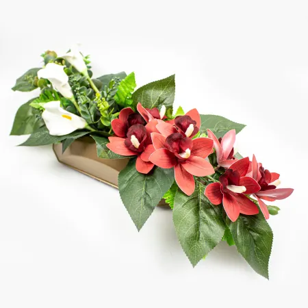 Stroik wiązanka na cmentarz grób kompozycja Storczyk z kwiatów sztucznych