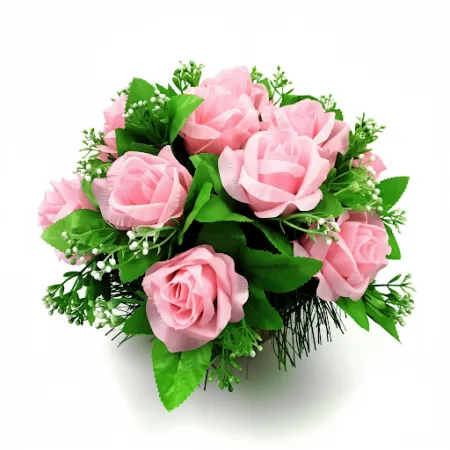 Stroik wiązanka  na cmentarz grób kompozycja różowych z kwiatów sztucznych