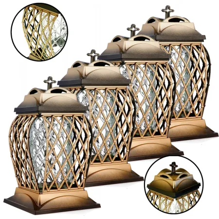 Zestaw 4 eleganckich ażurowy zniczy ozdobnych kapliczki na cmentarz grób