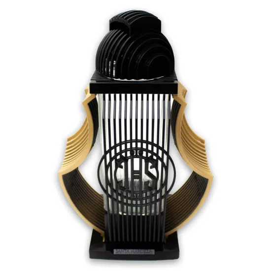 Elegancki czarno złoty znicz ozdobny harfa znicz na cmentarz grób