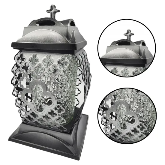 Elegancki ażurowy srebrny znicz ozdobny kapliczki znicz na cmentarz grób