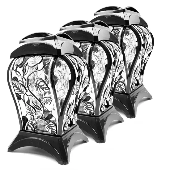 Zestaw 3 eleganckich czarnych zniczy ozdobnych kapliczki na cmentarz grób