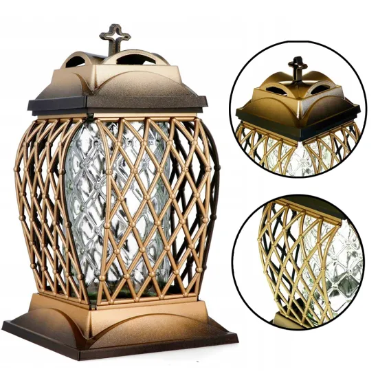 Zestaw 2 eleganckich ażurowy zniczy ozdobnych kapliczki na cmentarz grób