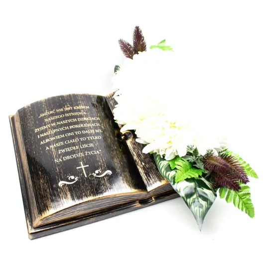 Doniczka na Stroik na grób cmentarz  Kompozycja nagrobna funeralna Księga