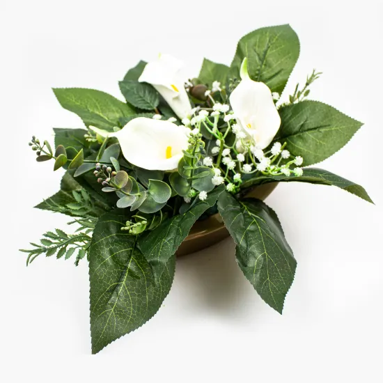 Stroik wiązanka  na cmentarz grób kompozycja Kalia  z kwiatów sztucznych