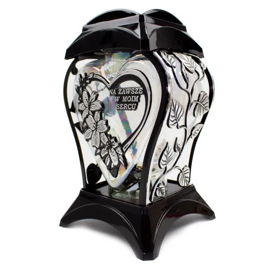 Elegancki ażurowy znicz ozdobny kapliczki znicz na cmentarz grób z napisem