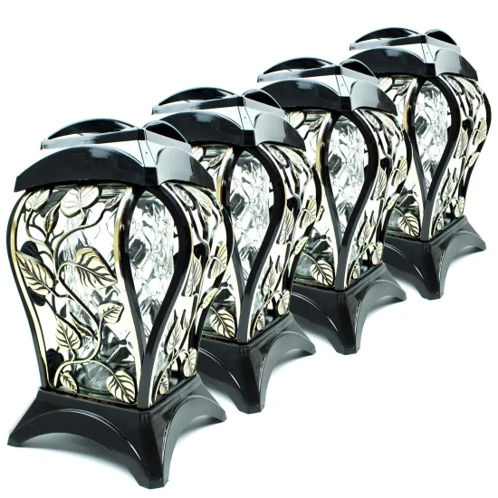 Zestaw 4 eleganckich czarnych zniczy ozdobnych kapliczki na cmentarz grób