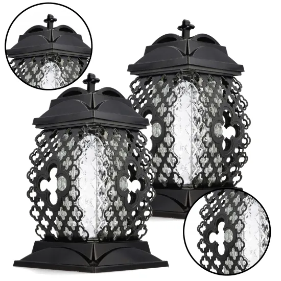 Zestaw 2 eleganckich ażurowy zniczy ozdobnych kapliczki na cmentarz grób