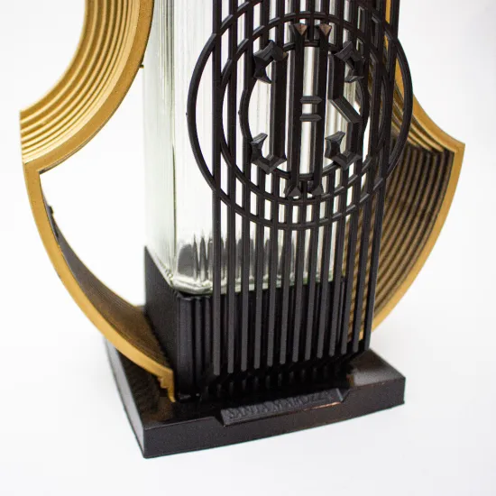 Elegancki czarno złoty znicz ozdobny harfa znicz na cmentarz grób