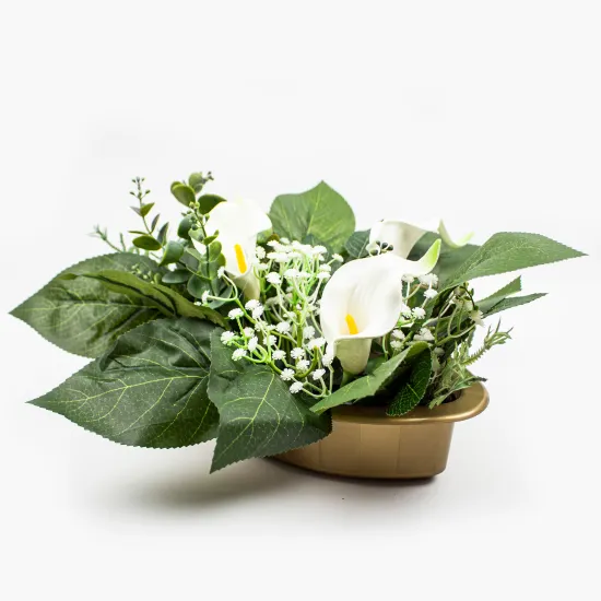 Stroik wiązanka  na cmentarz grób kompozycja Kalia  z kwiatów sztucznych