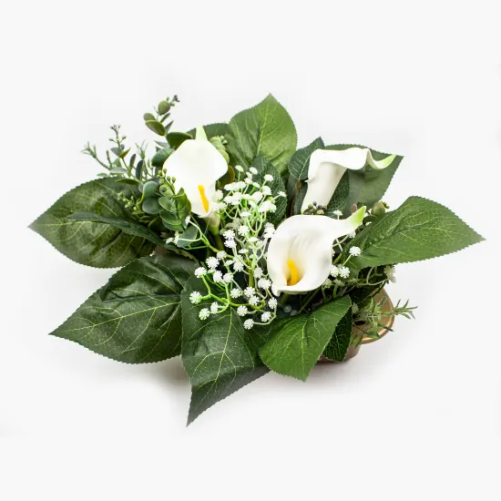 Stroik wiązanka  na cmentarz grób kompozycja Kalia  z kwiatów sztucznych