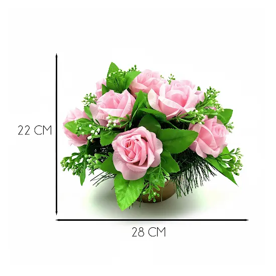 Stroik wiązanka  na cmentarz grób kompozycja różowych z kwiatów sztucznych