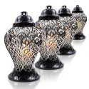 Zestaw 4 Eleganckich zniczy wazon ze srebrnym zdobieniem Lampion Pamięci