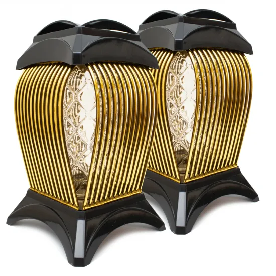 Zestaw 2 eleganckich czarnych zniczy ozdobnych kapliczki na cmentarz grób